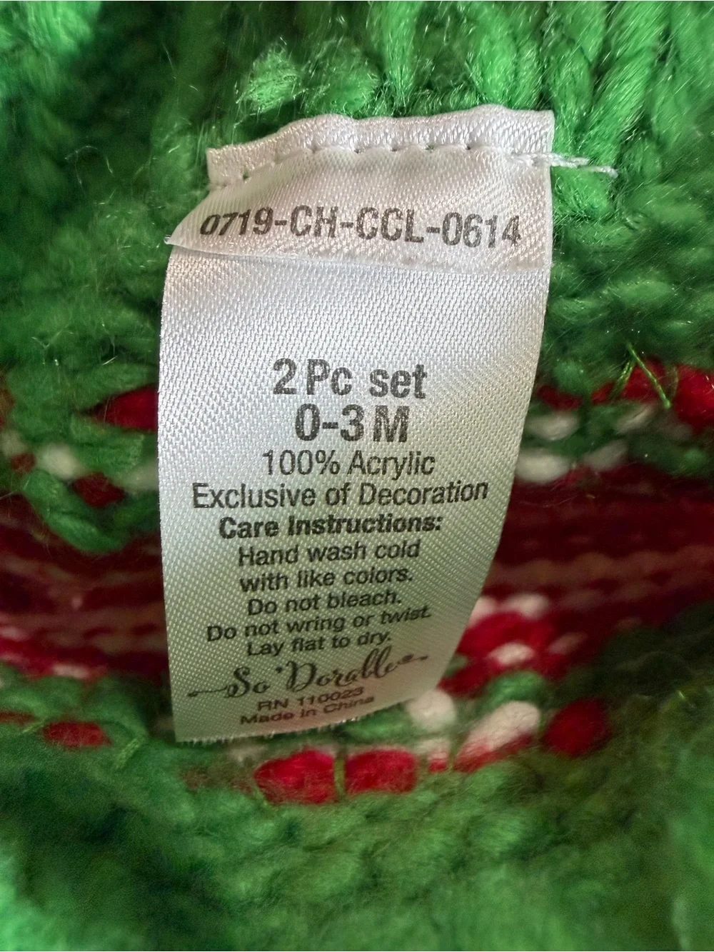 Elf Hat Christmas Beanie - Red, White & Green with Pom Sz 0-3M